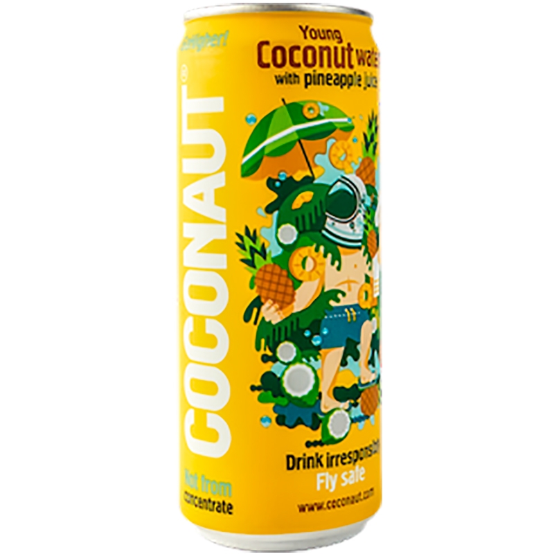 Кокосовая вода «Coconaut» with Pineapple, Коконаут из молодых кокосов с ананасовым соком, 0.32л, банка