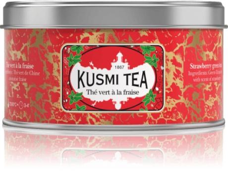 Kusmi tea Strawberry Green Tea / Клубничный зеленый чай Банка, 125гр..