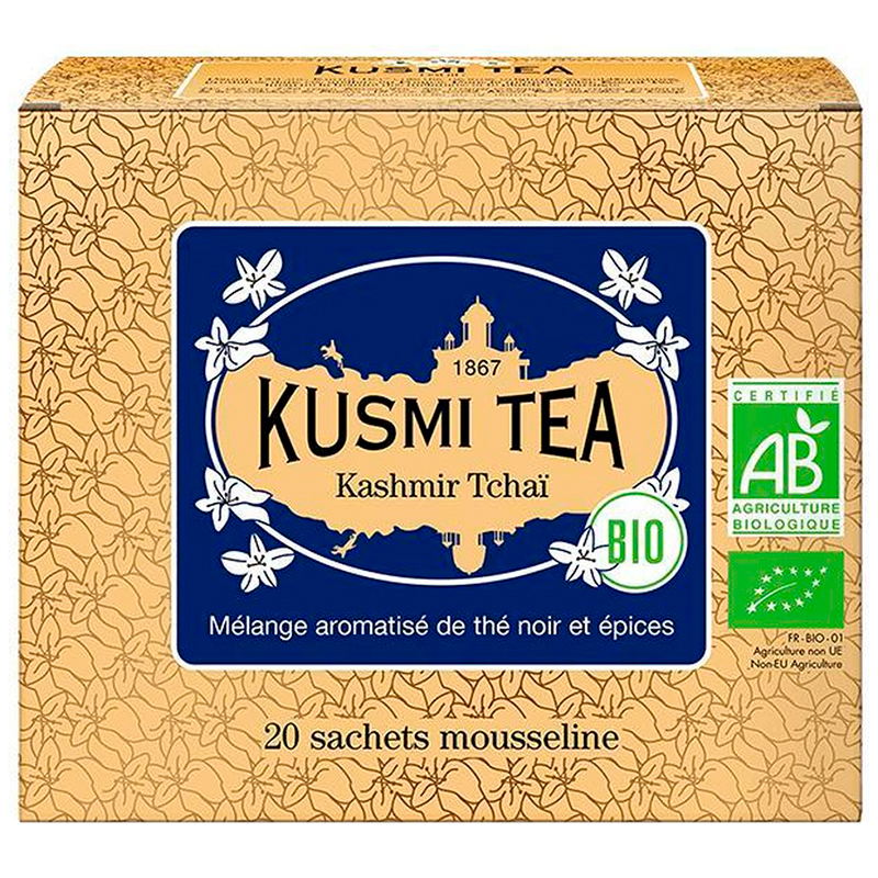 Чай черный Kusmi tea «Kashmir Tchai» Flavoured black tea, spices, Кусми Кашмир Специи Саше (BIO, Organic Tea) (20шт)