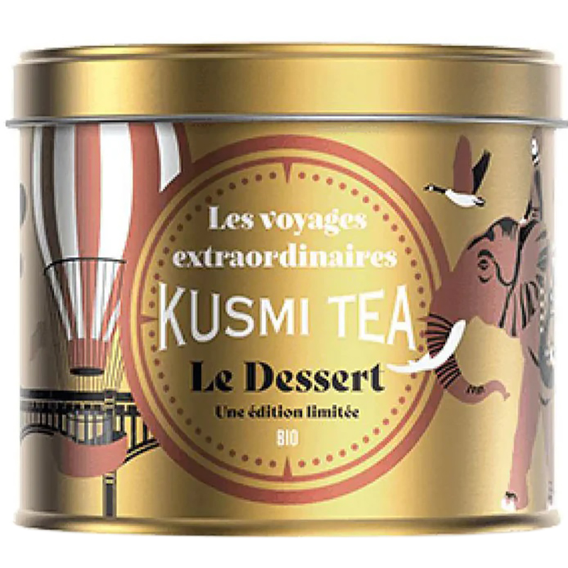 Чай зеленый Kusmi tea "Le Dessert 2025", Кусми Десерт, Яблоко, Ваниль, Миндаль (BIO), банка 90гр