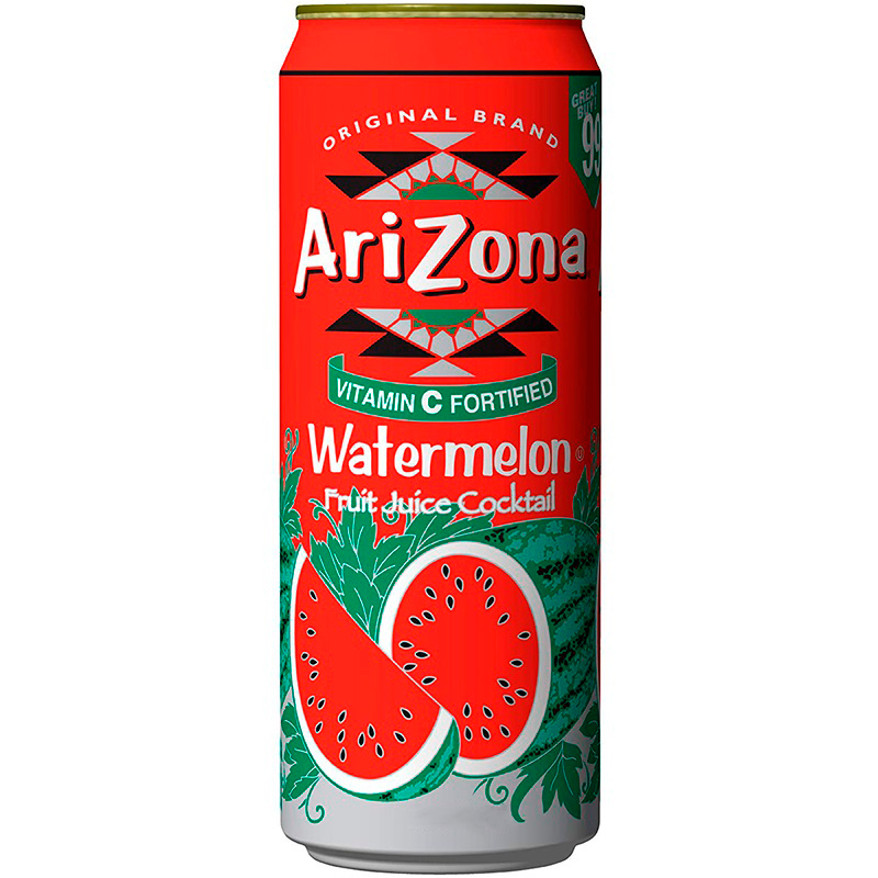 Холодный чай Arizona Watermelon Fruit Juice Cocktail, Аризона Коктейль Арбузный сок 0.65л, банка