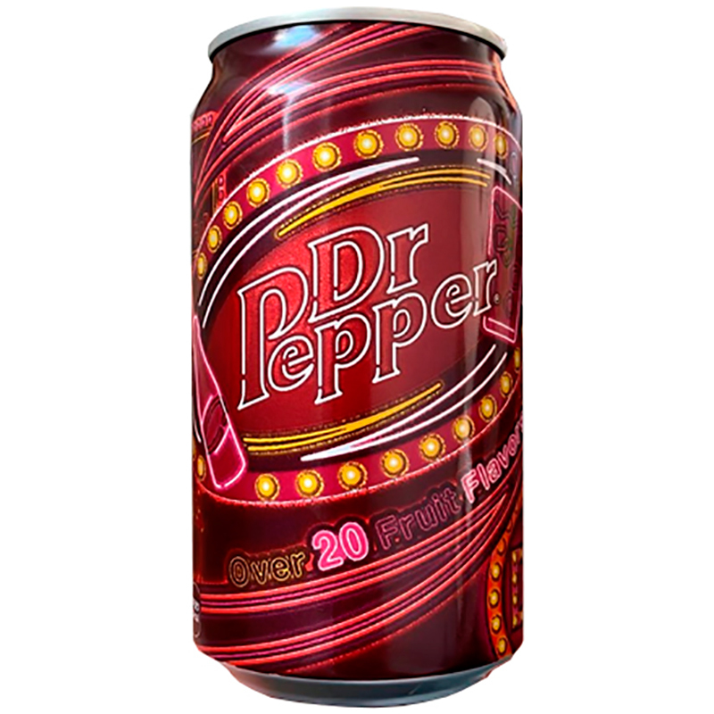Газированный напиток Dr. Pepper Over 20 Fruits Flavors, Доктор Пеппер 20 разных вкусов фруктов. 0.35л, банка