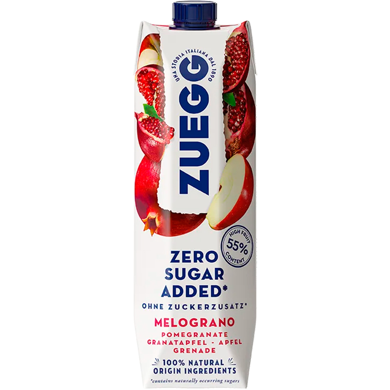 Сок Zuegg Pomegranate, Apple Zero Sugar, Зуег Гранат, Яблоко без сахара 1л, tetra pac