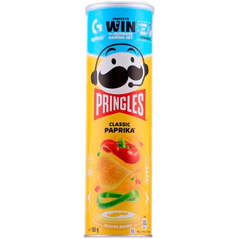 Чипсы «Pringles» Classic Paprika, Принглс Классик Паприка 185г, банка