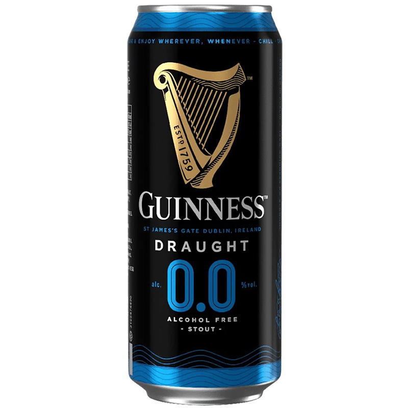 Безалкогольное пиво «Guinness» Draught Stout Zero 0.0, Гинесс Драут Стаут Зеро, 0.44л, банка (Ирландия)