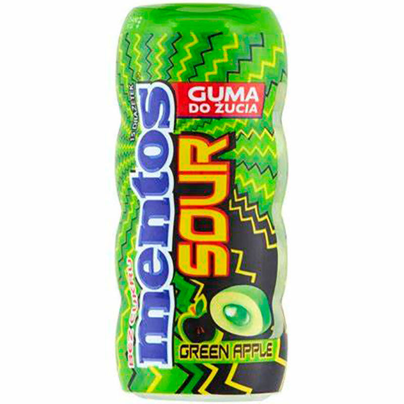 Конфеты жевательные «Mentos» Sour Green Apple, Ментос Соур Зеленое Яблоко 30гр.