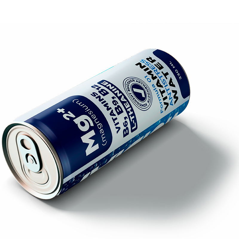 Напиток «VODA» Antistress Formula 01 vitamins B6, B9, B12, Вода Антистресс 0.33, с газом, банка