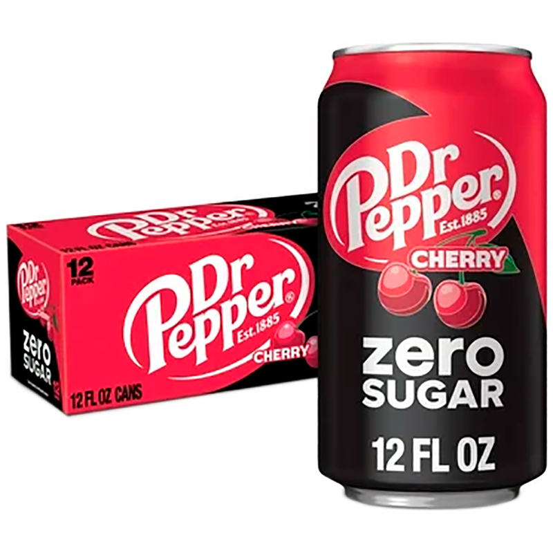 Газированный напиток Dr Pepper Cherry Zero Sugar, Доктор Пеппер Зеро Сугар без сахара 0.355л, банка (США)