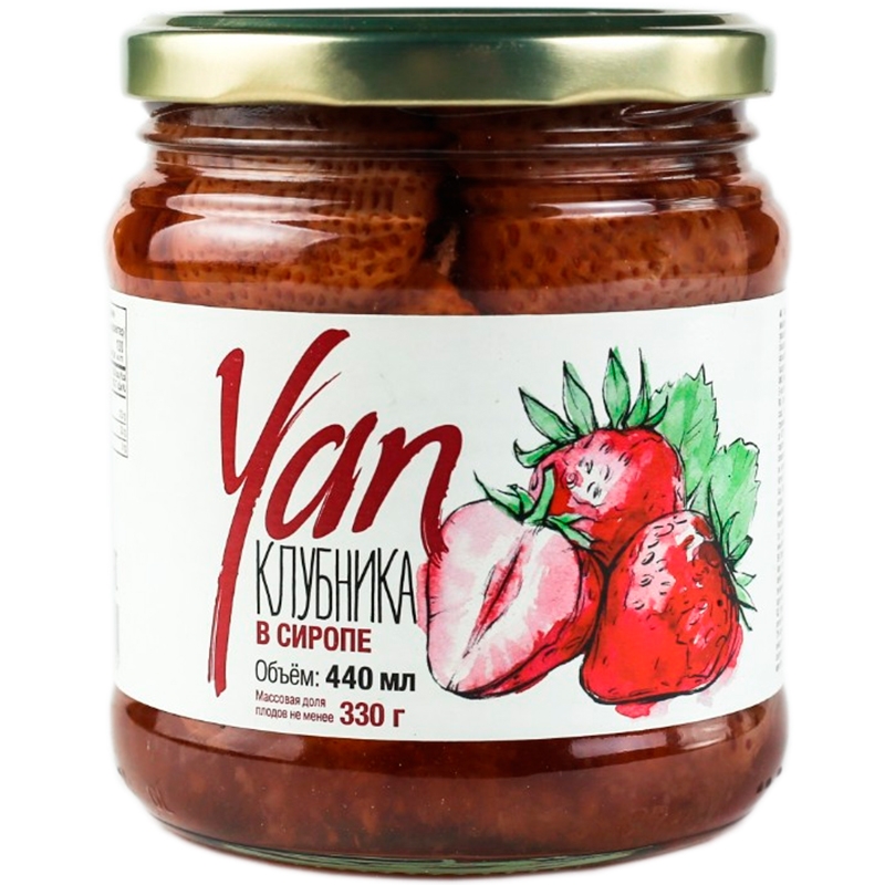 Компот «Yan» Фрукты в сиропе, Клубника 0.47 литра