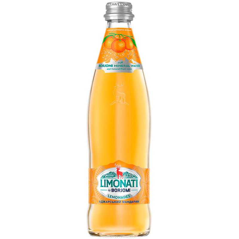 Напиток «Borjomi» Limonati Adjarian Mandarin, Боржоми Аджарский Мандарин, 0.5л, с газом, стекло (Грузия)