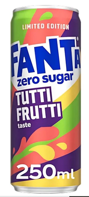 Газированный напиток «Fanta» Tutti Fruti Zero Sugar, Фанта Тутти Фрутти Зеро Сугар 0.25л, ж/б (Великобритания)