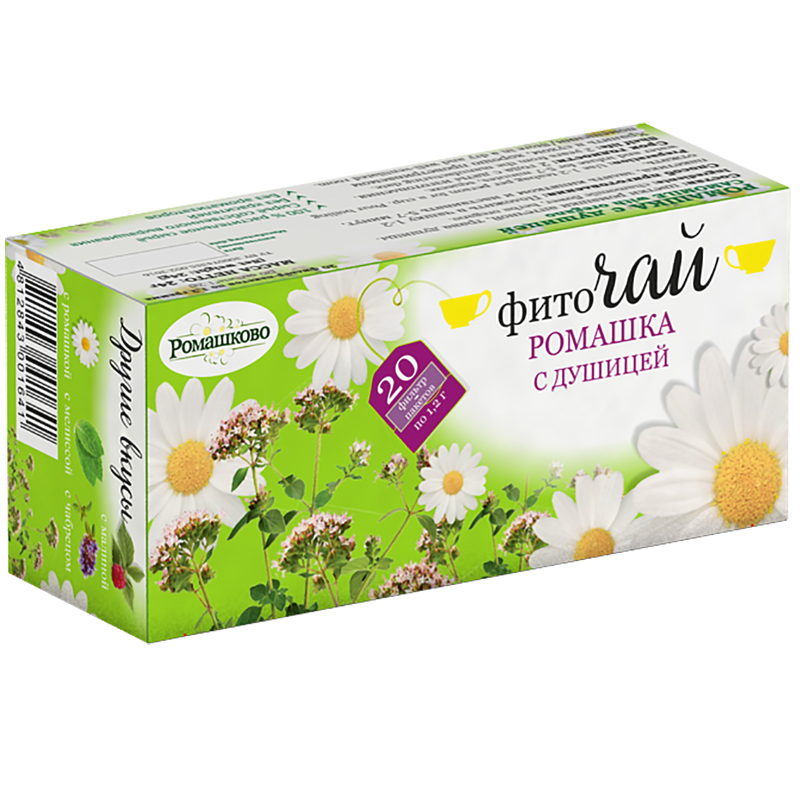 Чай травяной фиточай «Ромашково» Ромашка с душицей 24г. коробка