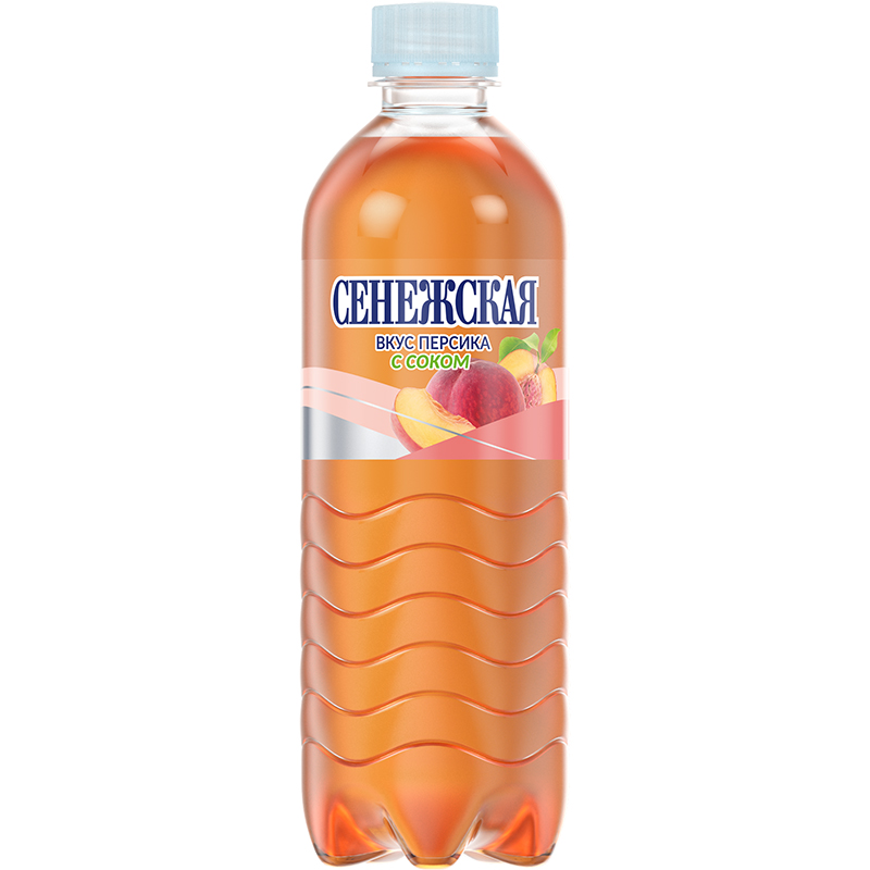 Минеральная вода «Сенежская» 0.5, c газом, с соком, Персик, пэт