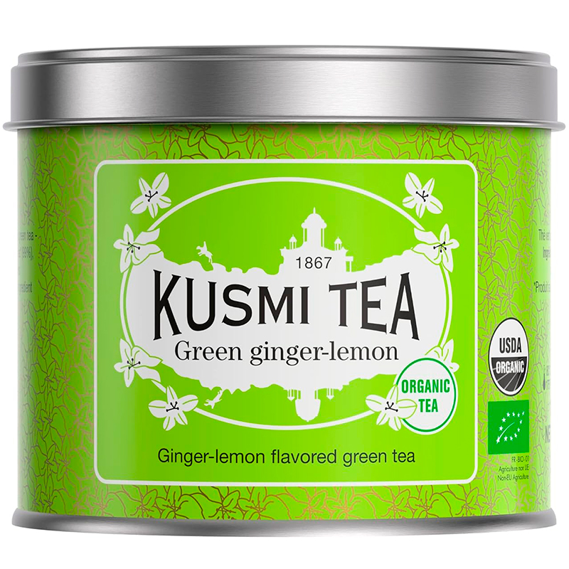 Чай зеленый Kusmi tea "Green Ginger - Lemon", Кусми Джинджер Лемон, Имбирь, Лимон (BIO, Organic Tea), банка 100гр
