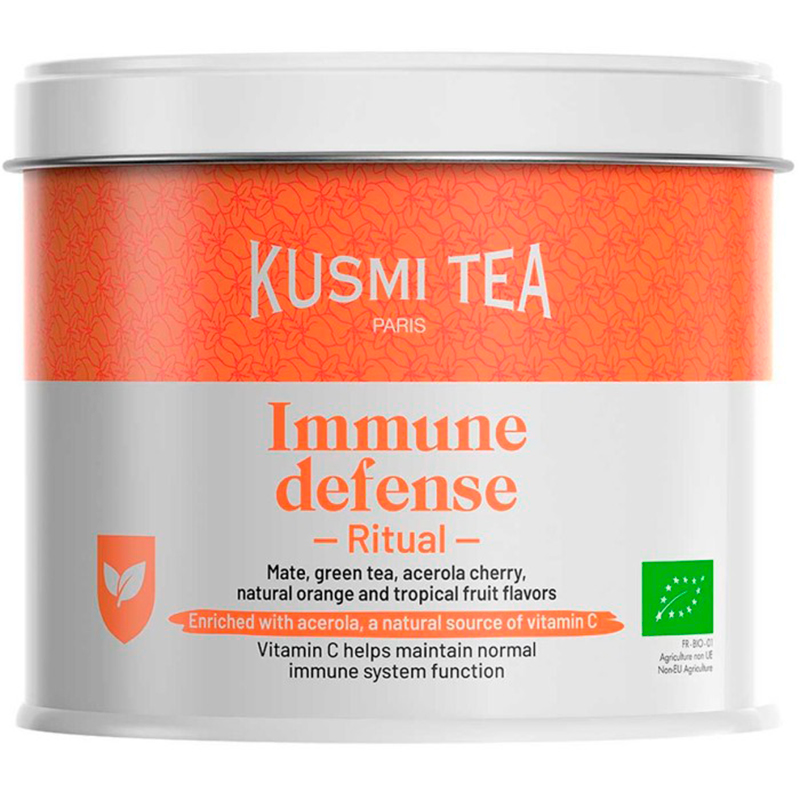 Чай зеленый Kusmi tea "Immune Defense", Кусми Имунная Защита, Витамин C, Тропические фрукты (BIO, Organic Tea), банка 100гр