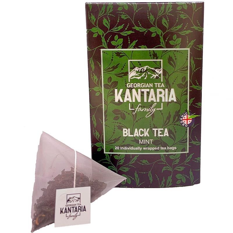 Черный чай «Kantaria» Mint, Кантария Мята, 20 пирамидок, 20гр. коробка