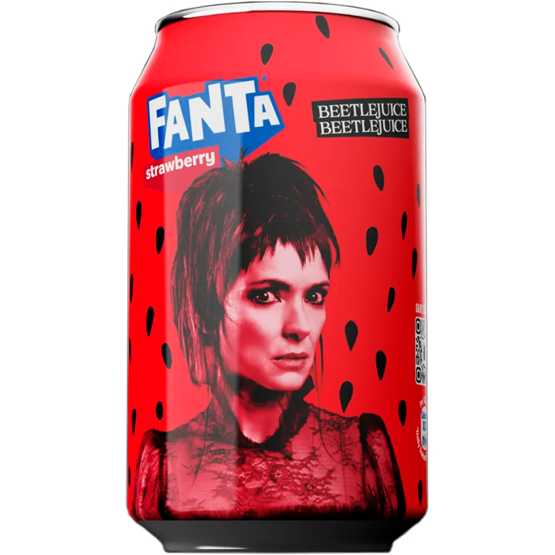 Газированный напиток «Fanta» Beetlejuice Fruit Twist, Фанта Битлджус Фруйт Твист (Лидия Дитц) 0.33л, ж/б (Англия)