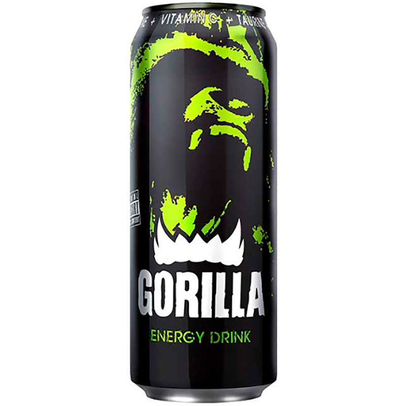 Энергетический напиток Gorilla Energy Drink Green, Горилла зеленый 0.5л, банка