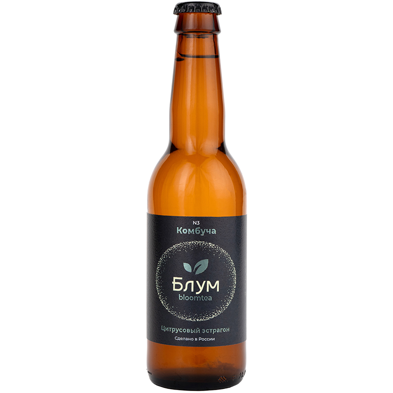 Напиток Комбуча «Bloomtea», Блумти Цитрусовый эстрагон, 0.33л, стекло