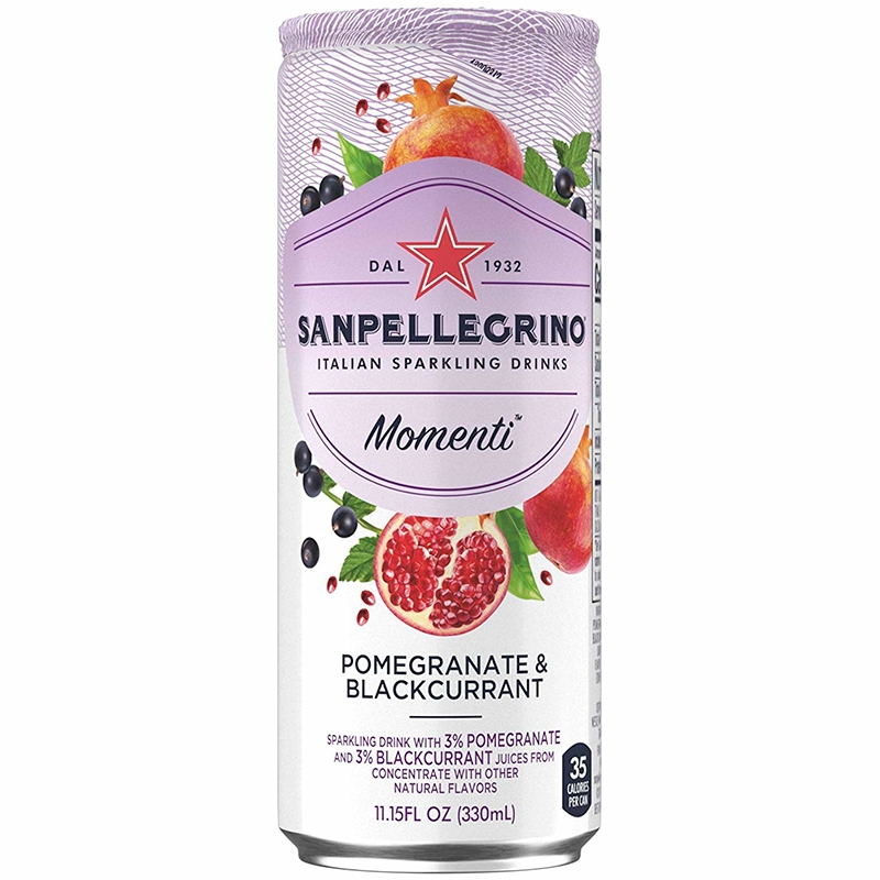 Сокосодержащий напиток S.Pellegrino Momenti Pomegranate & Blackcurrant, С.Пеллегрино Моменти Гранат Черная Смородина банка 0,33л x 24шт