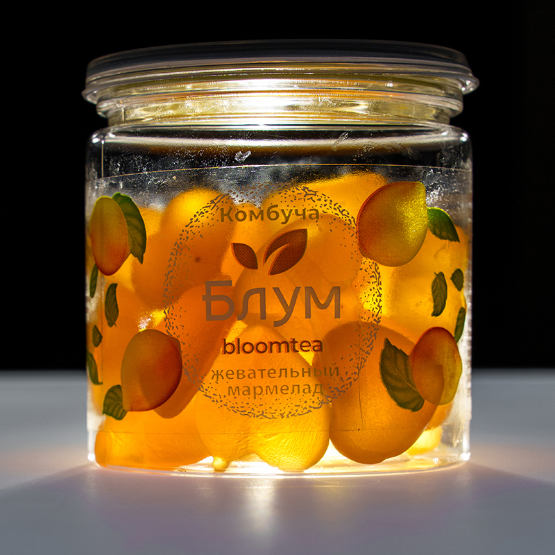 Мармелад из Комбучи «Bloomtea», Блумти натуральный Лимон, Мята, 130гр, пэт