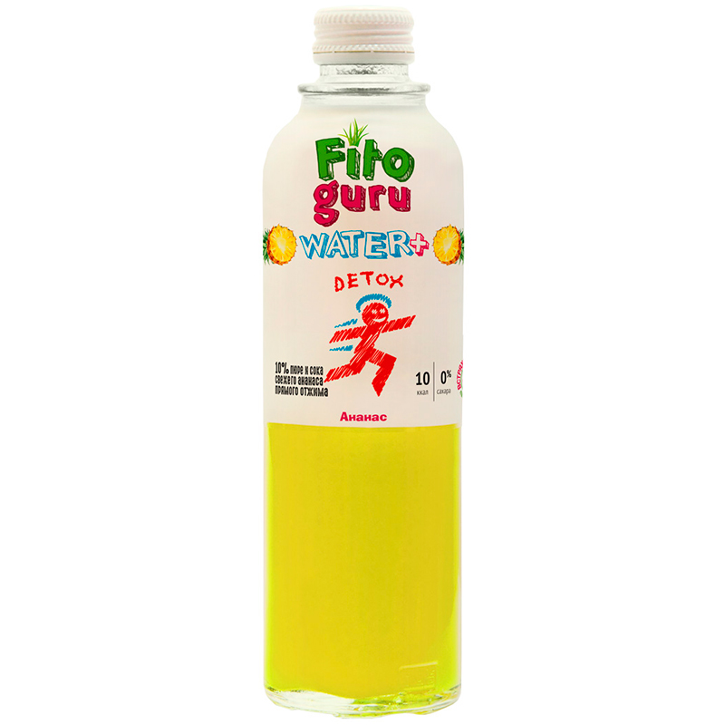 Функциональная вода «Fitoguru» Detox Pineapple, Фитогуру Детокс Ананас без сахара 0.33л, стекло