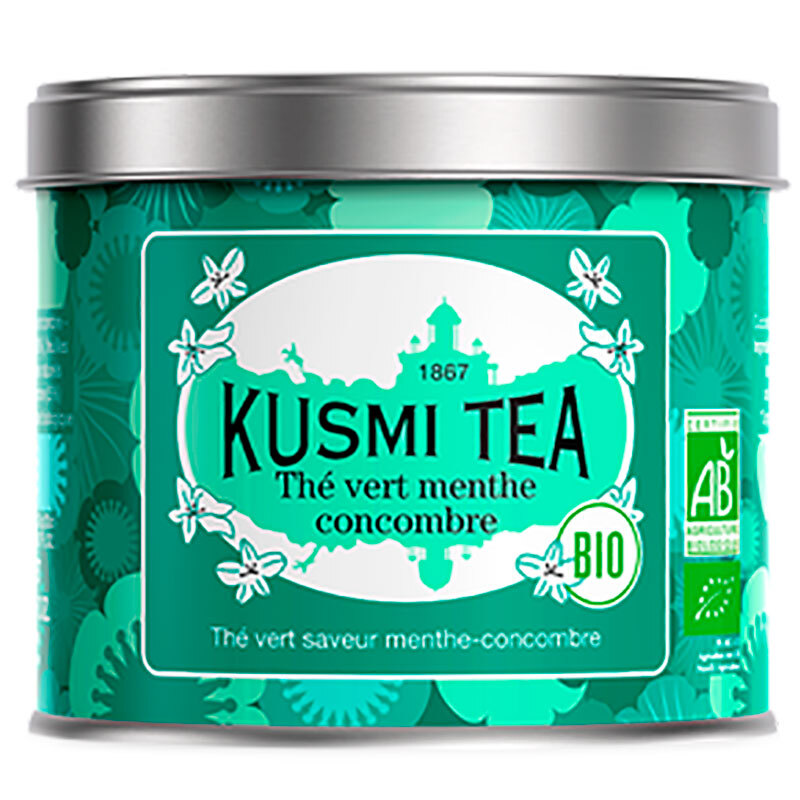 Kusmi tea "Cucumber - Mint Green Tea", "Огурец, Мята " (BIO, Organic Tea), банка 100гр Kusmi tea "Cucumber - Mint Green Tea", "Огурец, Мята " (BIO, Organic Tea), банка 100гр