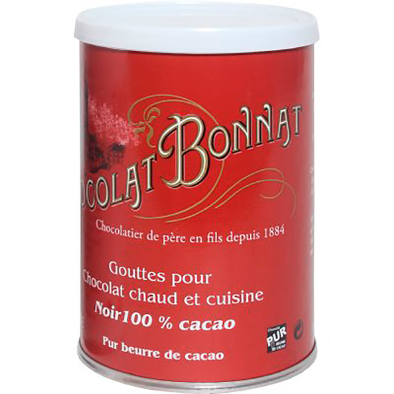 Гранулы черного шоколада «Bonnat» Boite Gouttes 100% De Cacao / Боннат, 100гр