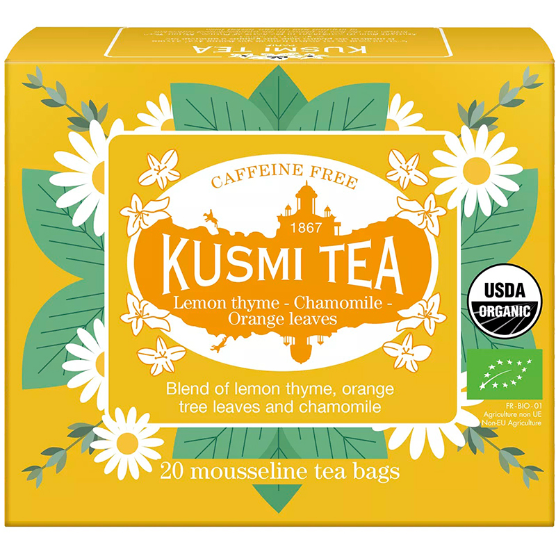 Чай цветочно-фруктовый Kusmi tea «Lemon Thyme - Chamomile», Кусми Лимонный тимьян, Ромашка, Листья апельсина (BIO, Organic Tea) (20шт)