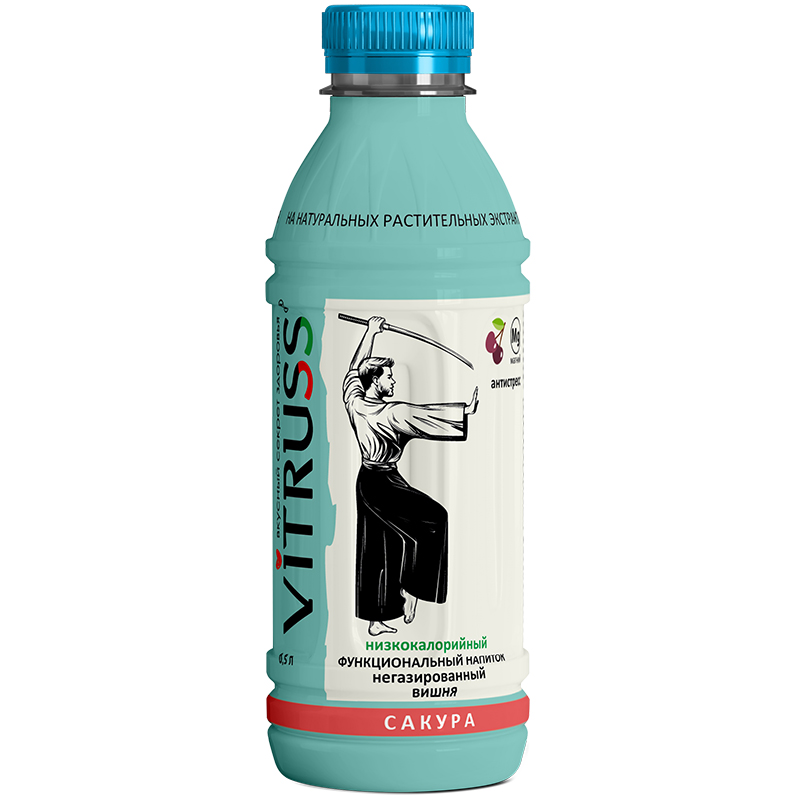 Напиток функциональный «Vitruss», Витрусс Сакура, Вишня Антистресс 0.5л, без сахара, без газа, пэт
