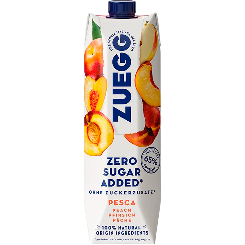 Сок Zuegg Peach Zero Sugar, Зуег Персик без сахара 1л, tetra pac