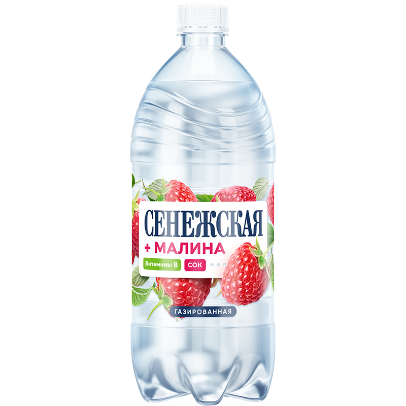 Минеральная вода «Сенежская» 1л, витамин B, сок Малина, с газом, пэт