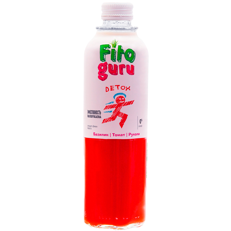 Напиток безалкогольный сокосодержащий «Fitoguru» Detox, Фитогуру Детокс Базилик, Томат, Рукола без сахара 0.33л, стекло