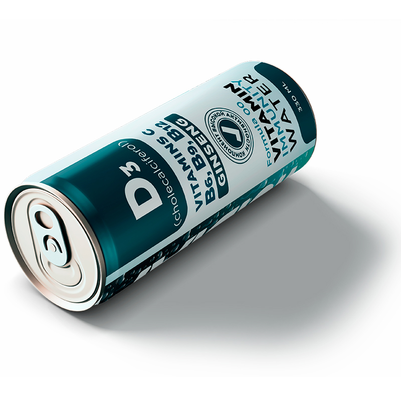 Напиток «VODA» Immunity Formula 00 vitamins B6, B9, B12, Вода Иммунитет 0.33, с газом, банка