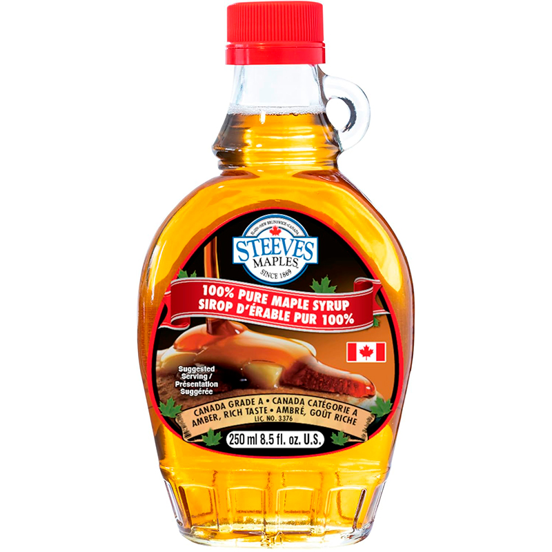 Сироп Кленовый «Steeves Maples» 100% Pure Maple Syrup, Стив Мэйплс, 0.25л, стекло