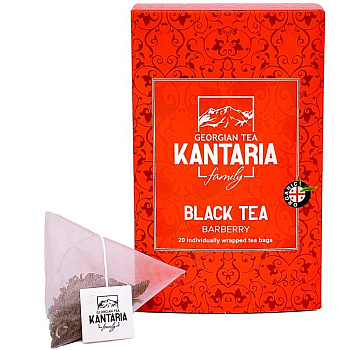 Черный чай «Kantaria» Barberry, Кантария Барбарис, 20 пирамидок, 20гр. коробка