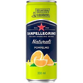 Сокосодержащий напиток S.Pellegrino Naturali Pompelmo, С.Пеллегрино Грейпфрут банка 0,33л x 6шт