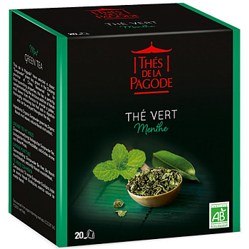 Зеленый чай «Thes De La Pagode» Vert Menthe (Bio), 20 пакетов