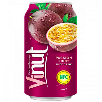 Напиток сокосодержащий Vinut Passion Fruit, Винут Маракуйя 0,33 л, 24 шт/уп