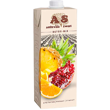 Детокс сок «Ambrosia Sweet» Апельсин, Ананас, Гранат 1л, tetra pak