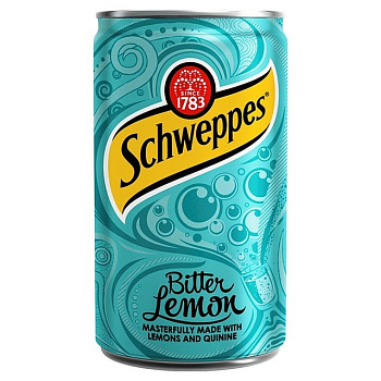 Газированный напиток «Schweppes» Bitter Lemon, Швепс биттер лемон 0.15л. банка