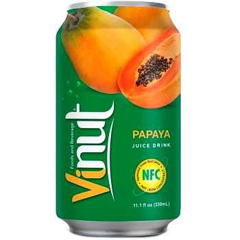 Напиток сокосодержащий Vinut Papaya, Винут Папайя 0,33 л, 24 шт/уп