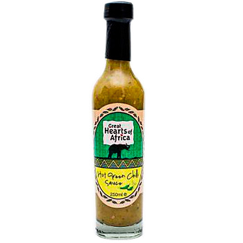 Соусы «Great Hearts of Africa» Hot Green Chili Sauce, Греат Хеартс Африка с перцем Халапенью (острота 7/10), 250мл, стекло