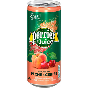 Напиток Perrier Peche & Cerise Перье Персик + Вишня 0,25л ж/б.