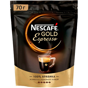 Кофе «Nescafe» Gold Espresso, Нескафе Голд Эспрессо, 70гр, м/у