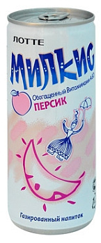 Безалкагольный газированный напиток Милкис (Milkis) Персик 240мл ж/б