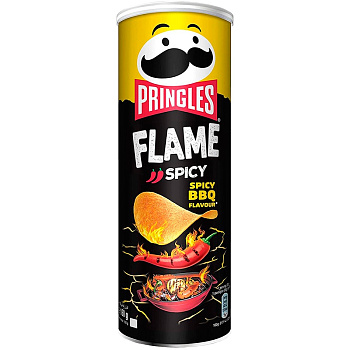 Чипсы «Pringles» Flame Spicy BBQ Flavour, Принглс Флейм Спайси Барбекю 160г, банка
