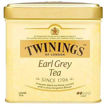 Черный чай «Twinings» Earl Grey Tea, Твинингс Эрл Грей 100гр. банка