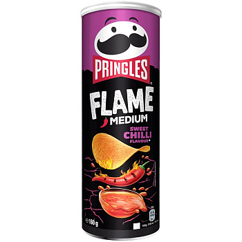 Чипсы «Pringles» Flame Medium Sweet Chilli Flavour, Принглс Флейм Медиум Чили 160г, банка