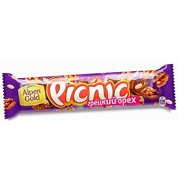 Батончик шоколадный Picnic Пикник Грецкий орех 52 грамм